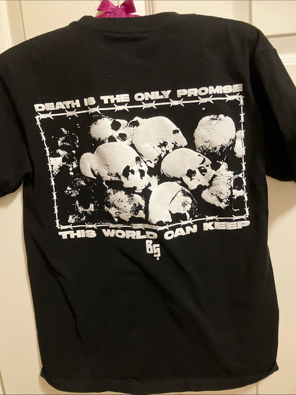 Black Short Sleeve Tee with White Skull Graphic